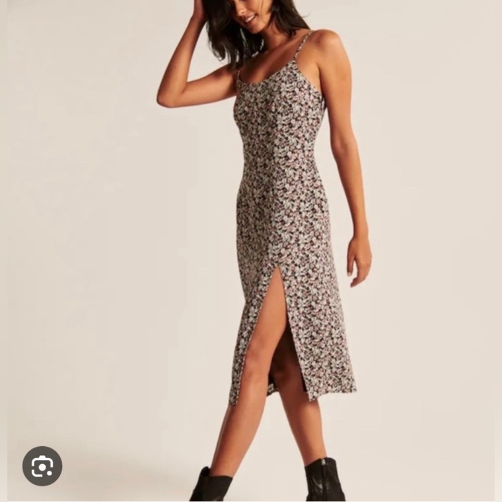 Abercrombie & Fitch Floral Midi Dress - Black and White
